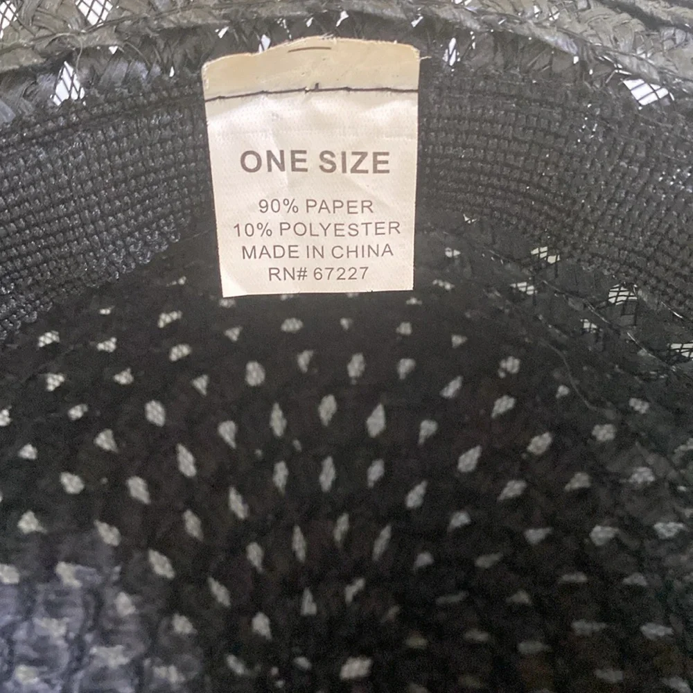 Unbranded Black Paper/Mesh Floppy Sun hat. One Size